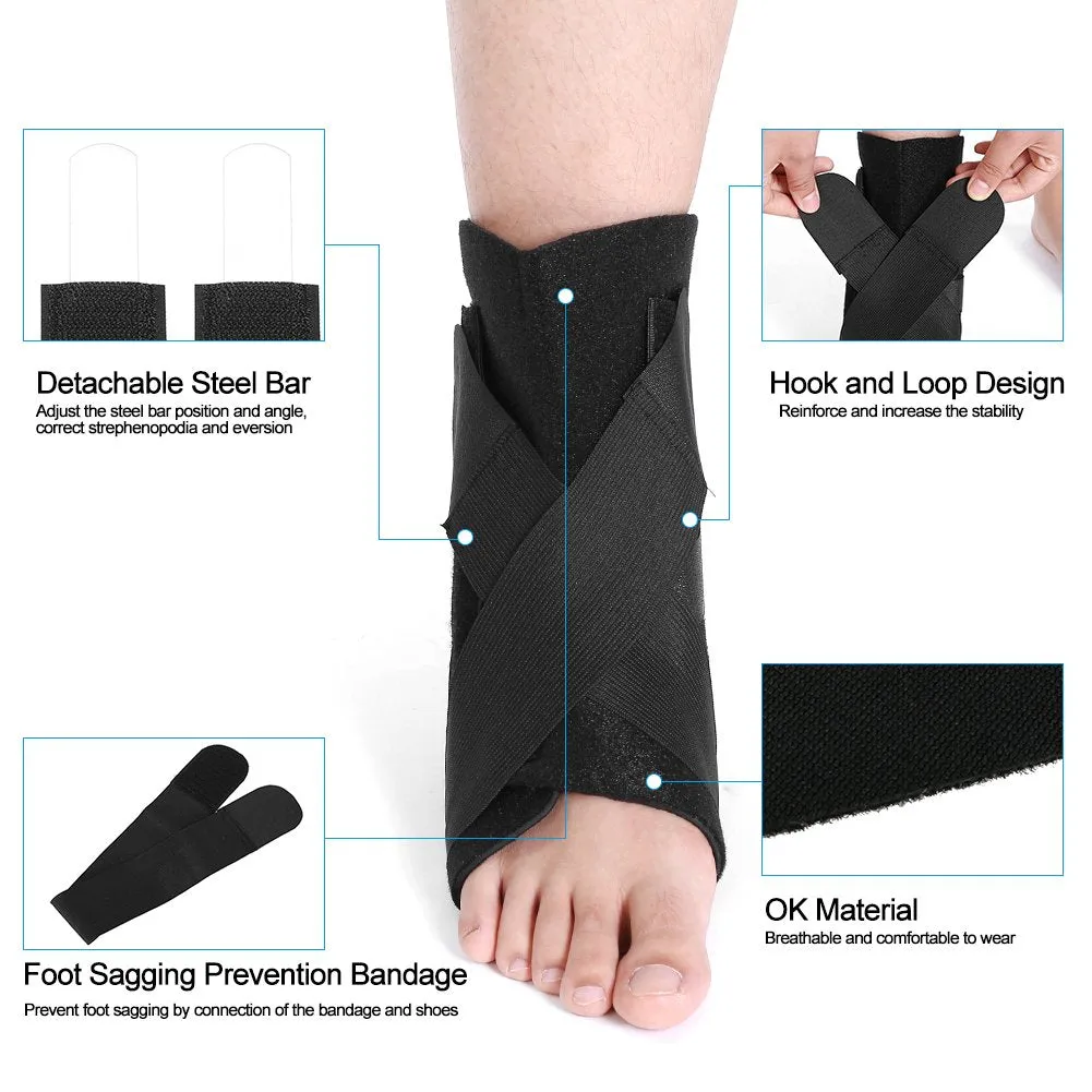 Adjustable Plantar Fasciitis Splint, Orthotic Foot Drop Night Brace for Sleep Support Unisex Elastic Ankle Drop Foot Strap Protector for Pain Relief