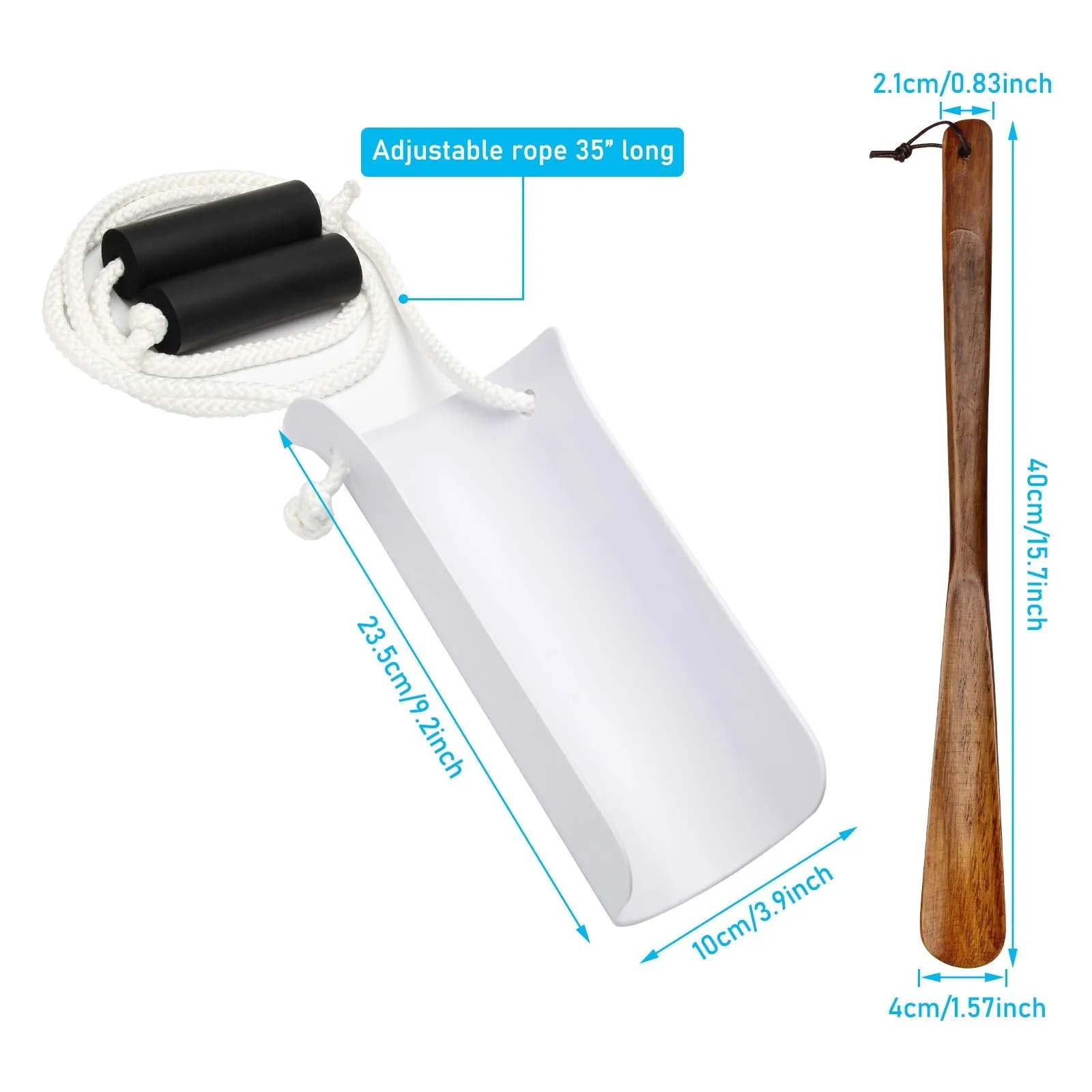 AHIER Sock Aid, Flexible Sock Aid Kit with Shoe Horn, Socks Helper Sock Puller Aid Easy On and Off, Sock Aid Assist with Foam & Shoe Horn Long Handle