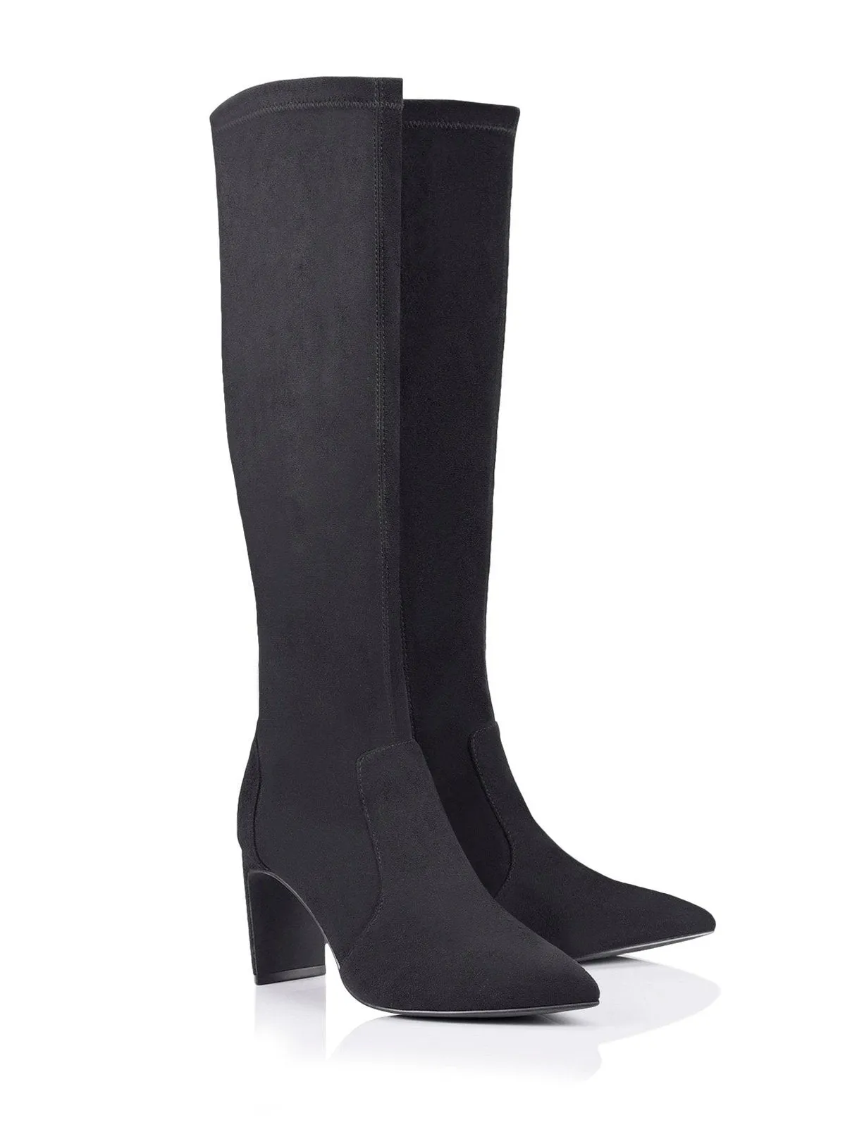 Bradley Knee High Boots - Black Stretch Micro