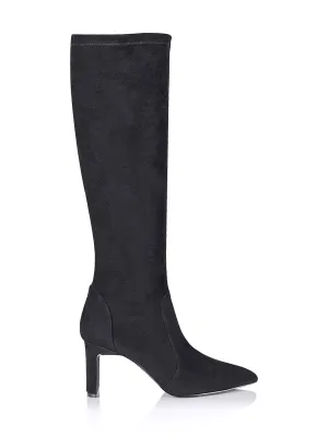 Bradley Knee High Boots - Black Stretch Micro