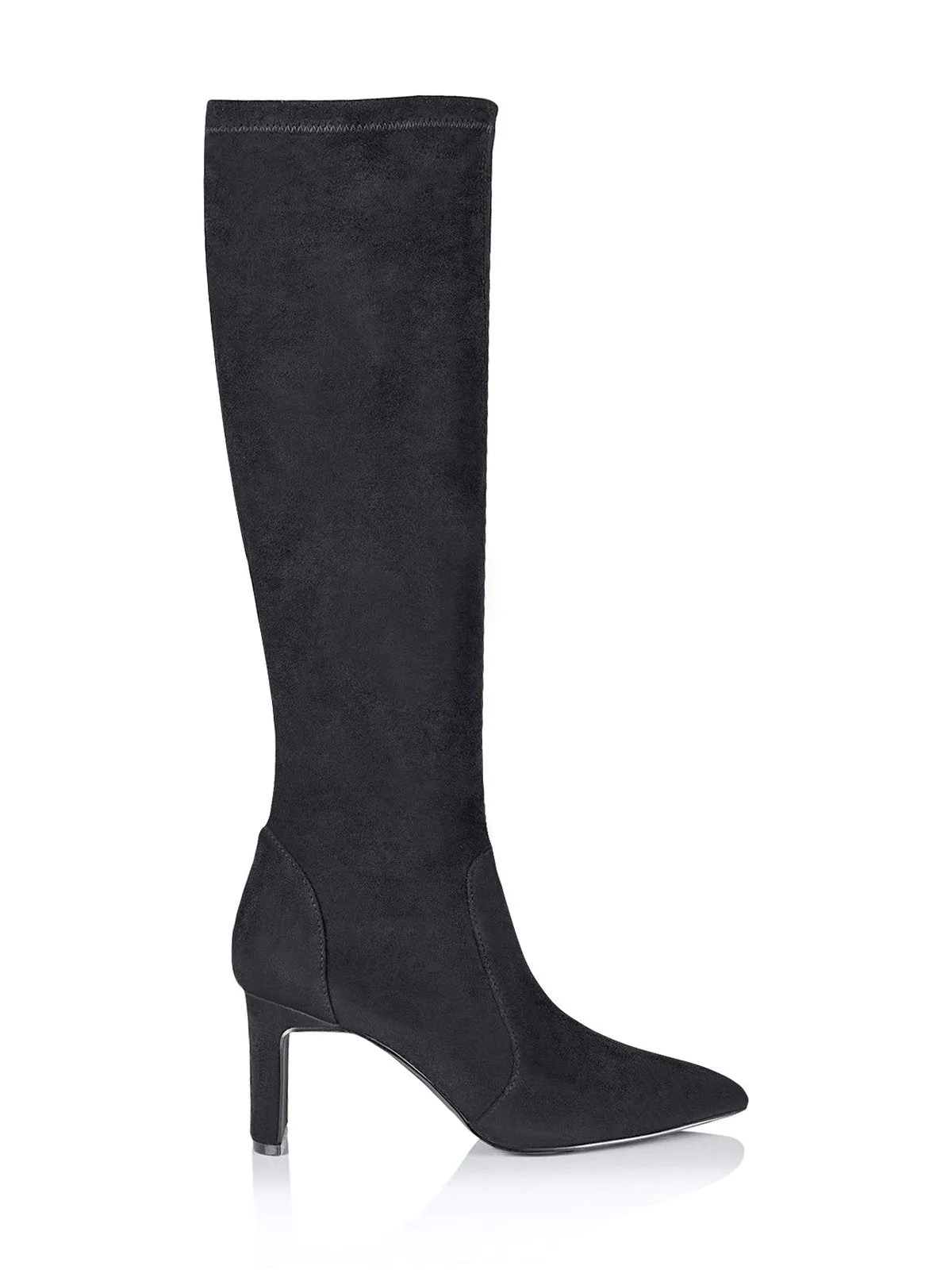 Bradley Knee High Boots - Black Stretch Micro