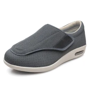 Chloe Stretch No-Tie Wide Shoes w/ Adjustable Closure - Dark Grey