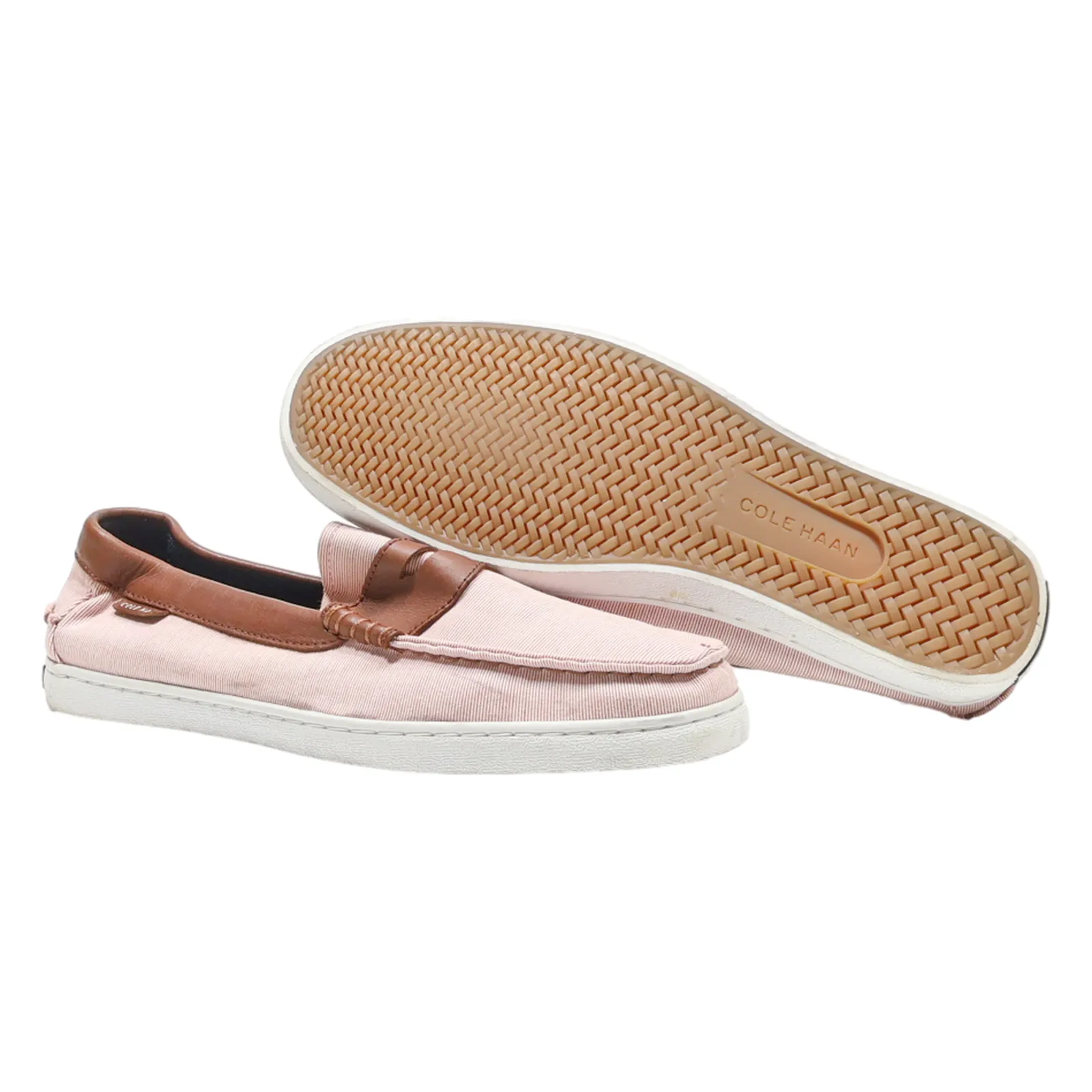 COLE HAAN Loafer Shoes Pink Canvas Mens UK 8