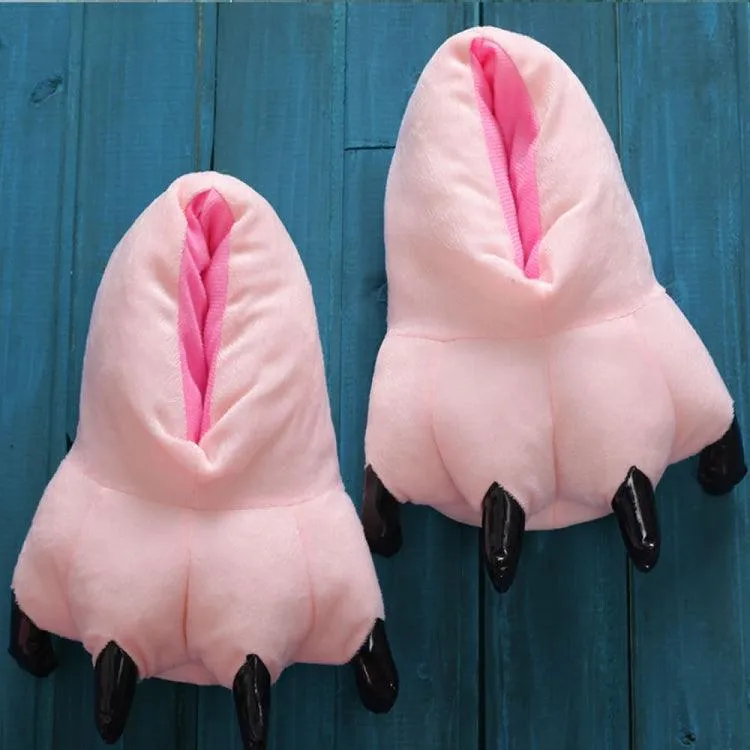 Cozy Cartoon Paw Slippers for Parents and Kids - Plush Velvet Non-Slip Indoor Footwear for Autumn and Winter
