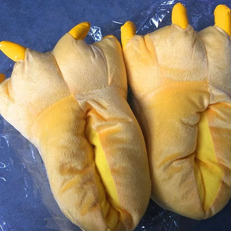 Cozy Cartoon Paw Slippers for Parents and Kids - Plush Velvet Non-Slip Indoor Footwear for Autumn and Winter