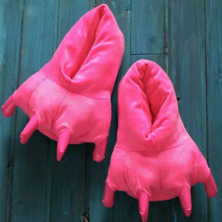 Cozy Cartoon Paw Slippers for Parents and Kids - Plush Velvet Non-Slip Indoor Footwear for Autumn and Winter
