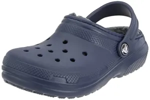 Crocs Unisex-Child Classic Lined Clog | Toddler Slippers, Navy/Charcoal, 8 Toddler
