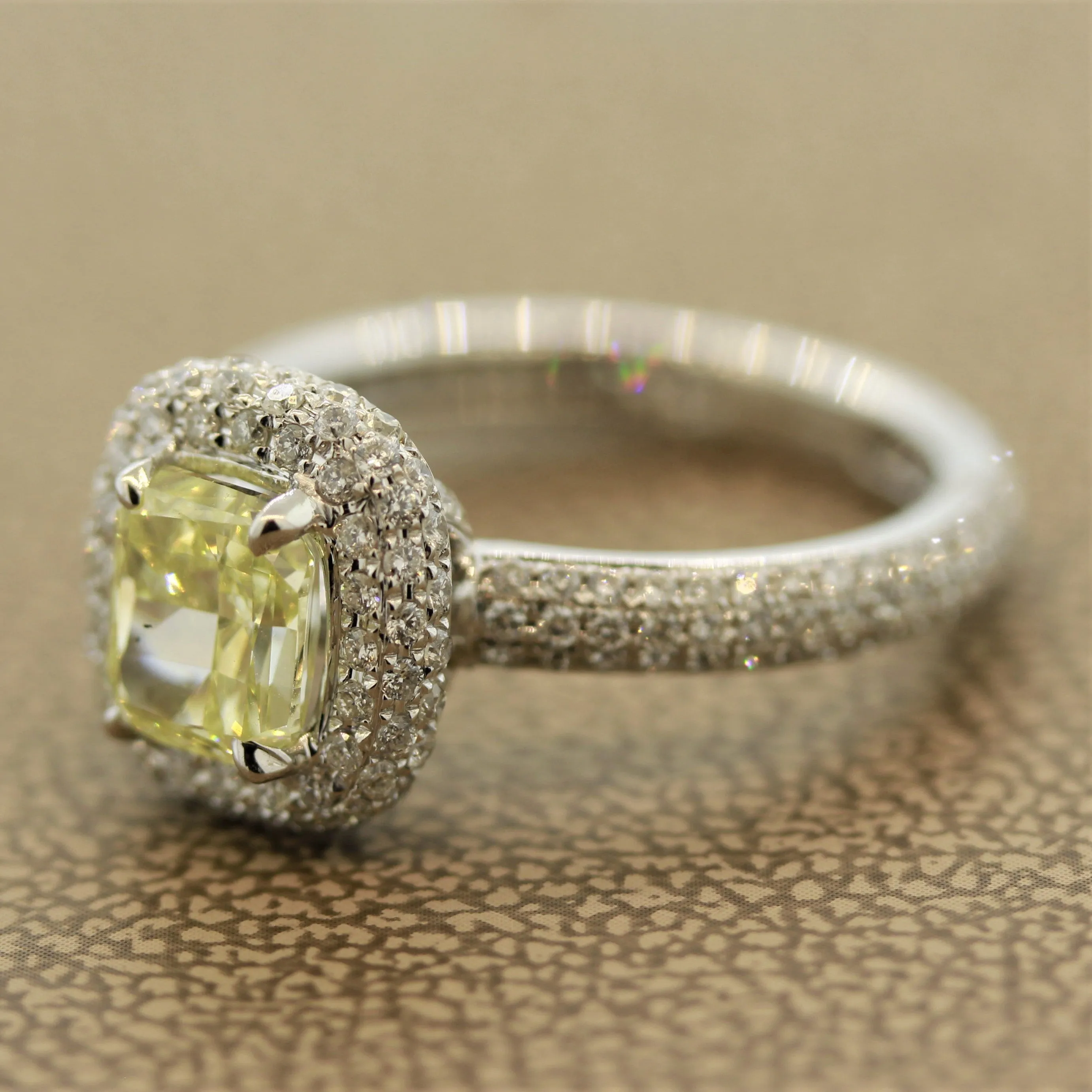 Fancy Yellow Diamond Gold Eternity Engagement Ring