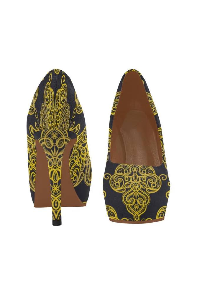 Gold Lace Women's High Heels
