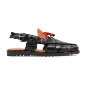 Jerg - Men's Tan and Black Calf Leather Sandal