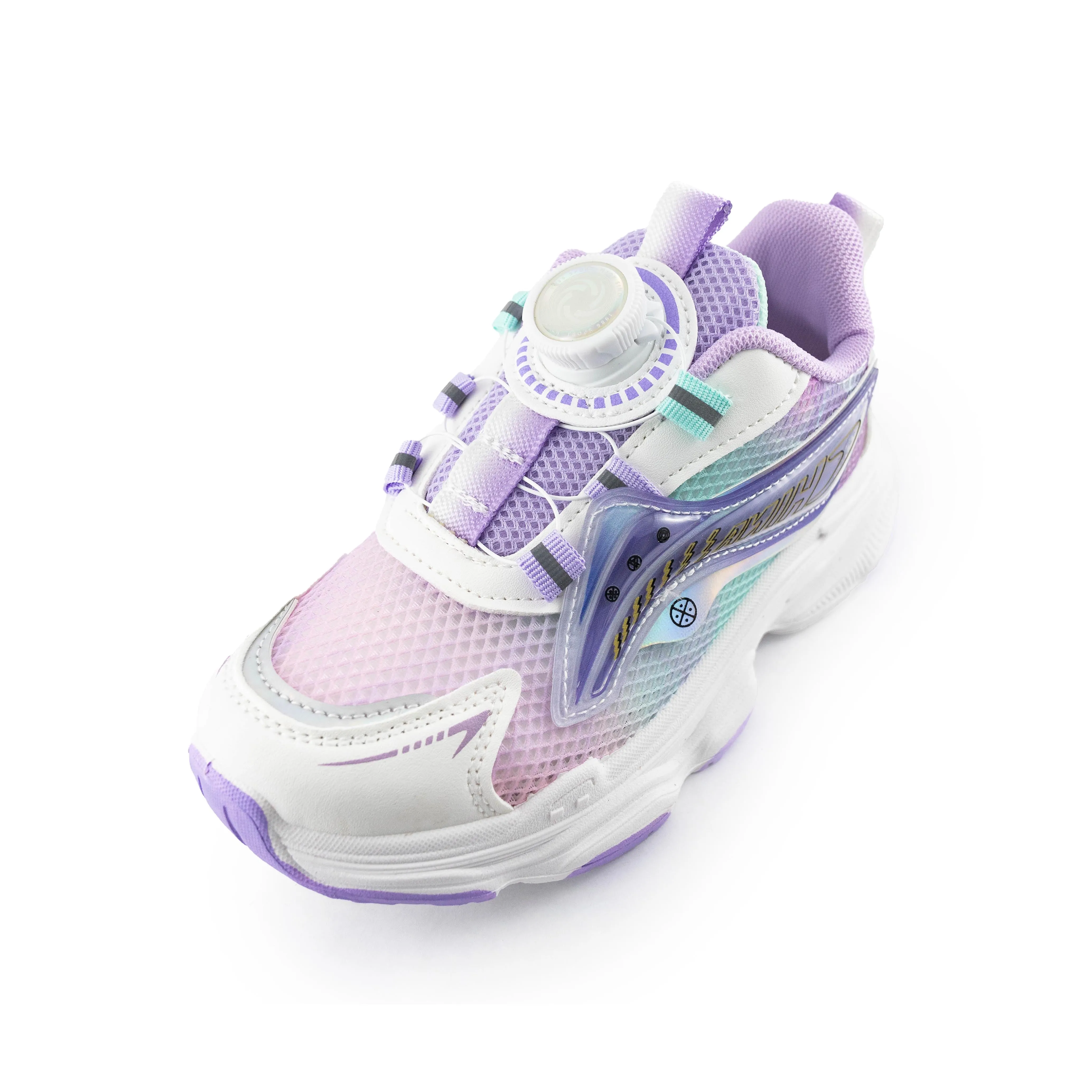 Kid's Rotary buckle Sneakers - Purple/White
