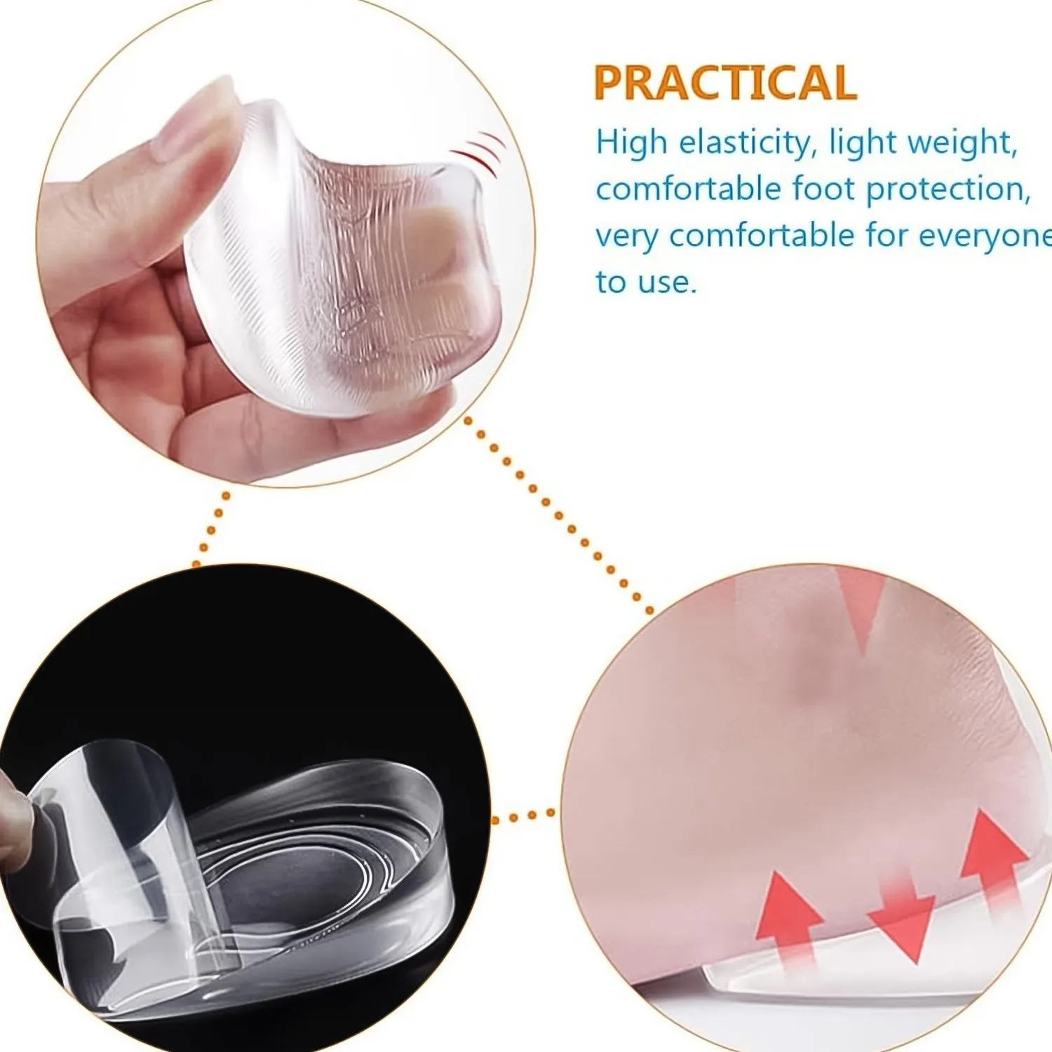 Large Silicone Heel Pads - Shoe Insoles (1 Pair)