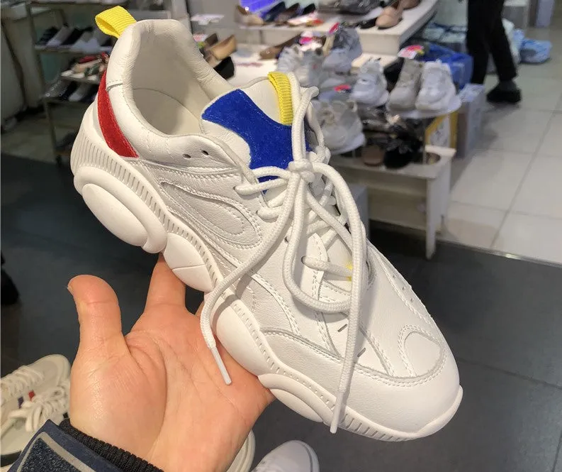 LUXE SEVEN DESIGN CHUNKY SOLE TRAINERS IN WHITE