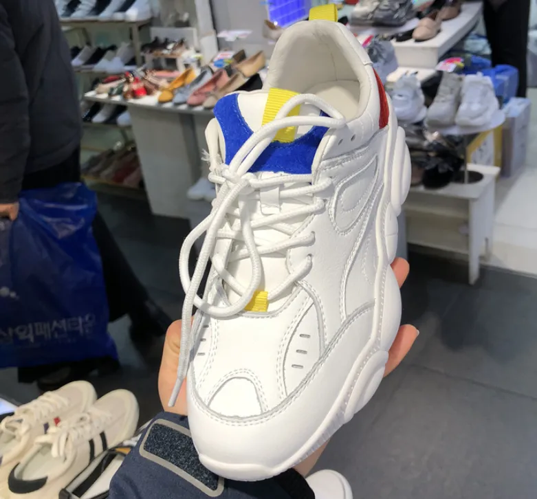 LUXE SEVEN DESIGN CHUNKY SOLE TRAINERS IN WHITE