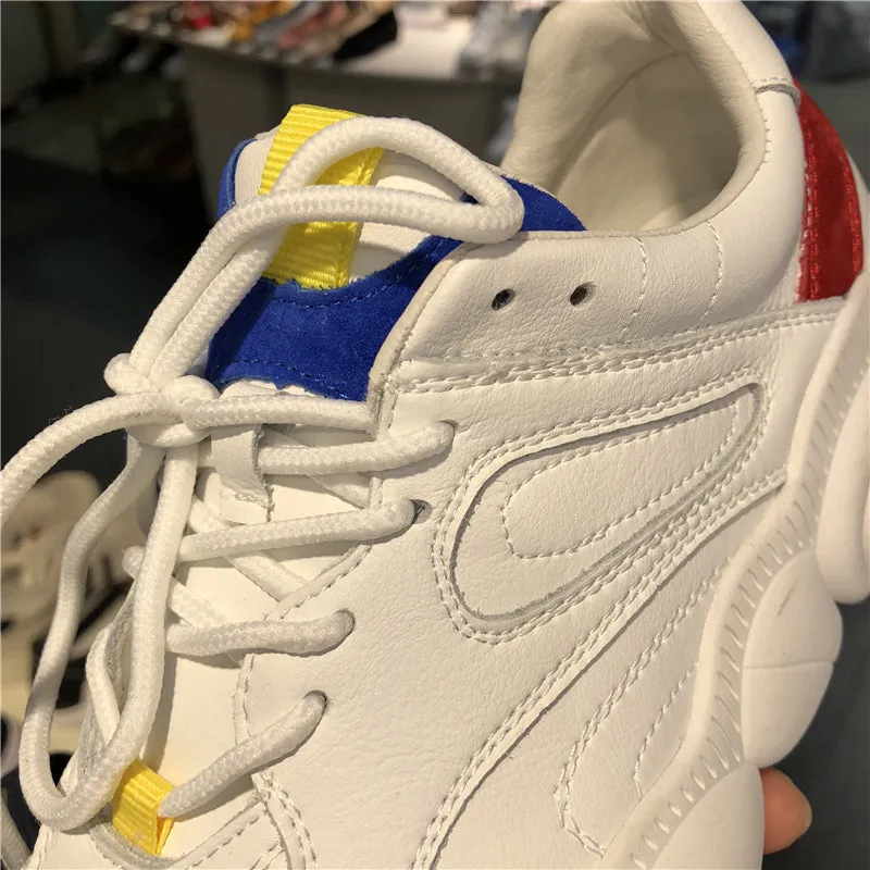 LUXE SEVEN DESIGN CHUNKY SOLE TRAINERS IN WHITE