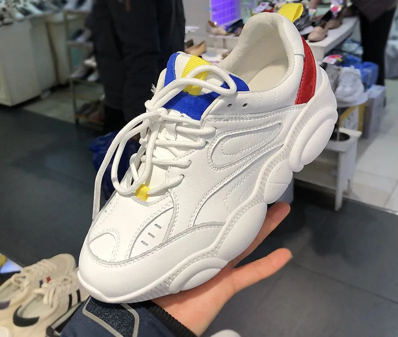 LUXE SEVEN DESIGN CHUNKY SOLE TRAINERS IN WHITE