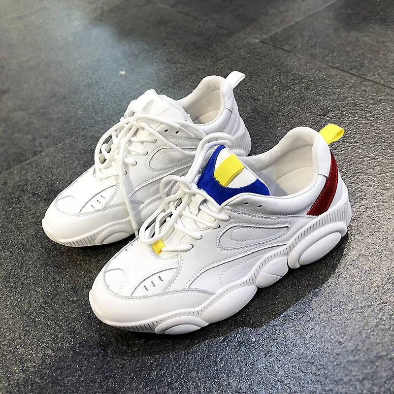 LUXE SEVEN DESIGN CHUNKY SOLE TRAINERS IN WHITE