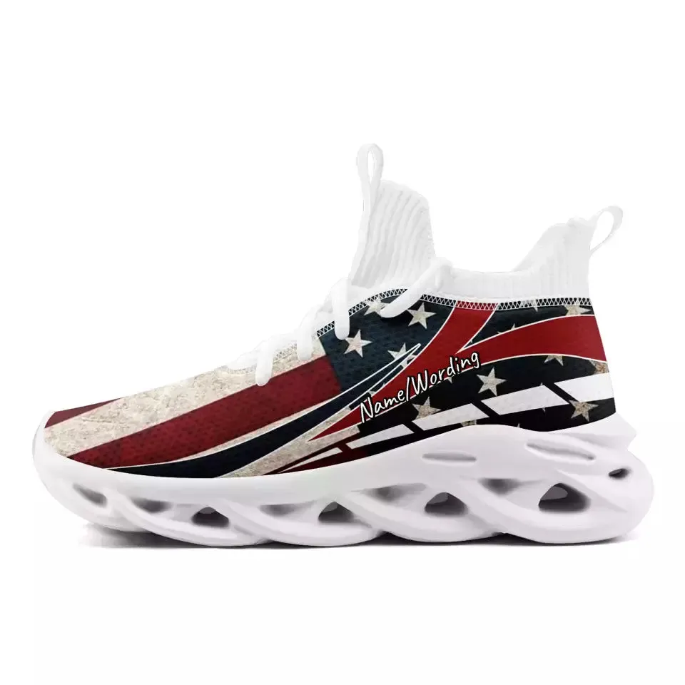 Luxury Gifts,Personalized Flag Sneakers, Custom Patriotic Shoes, Glow at light Shoes