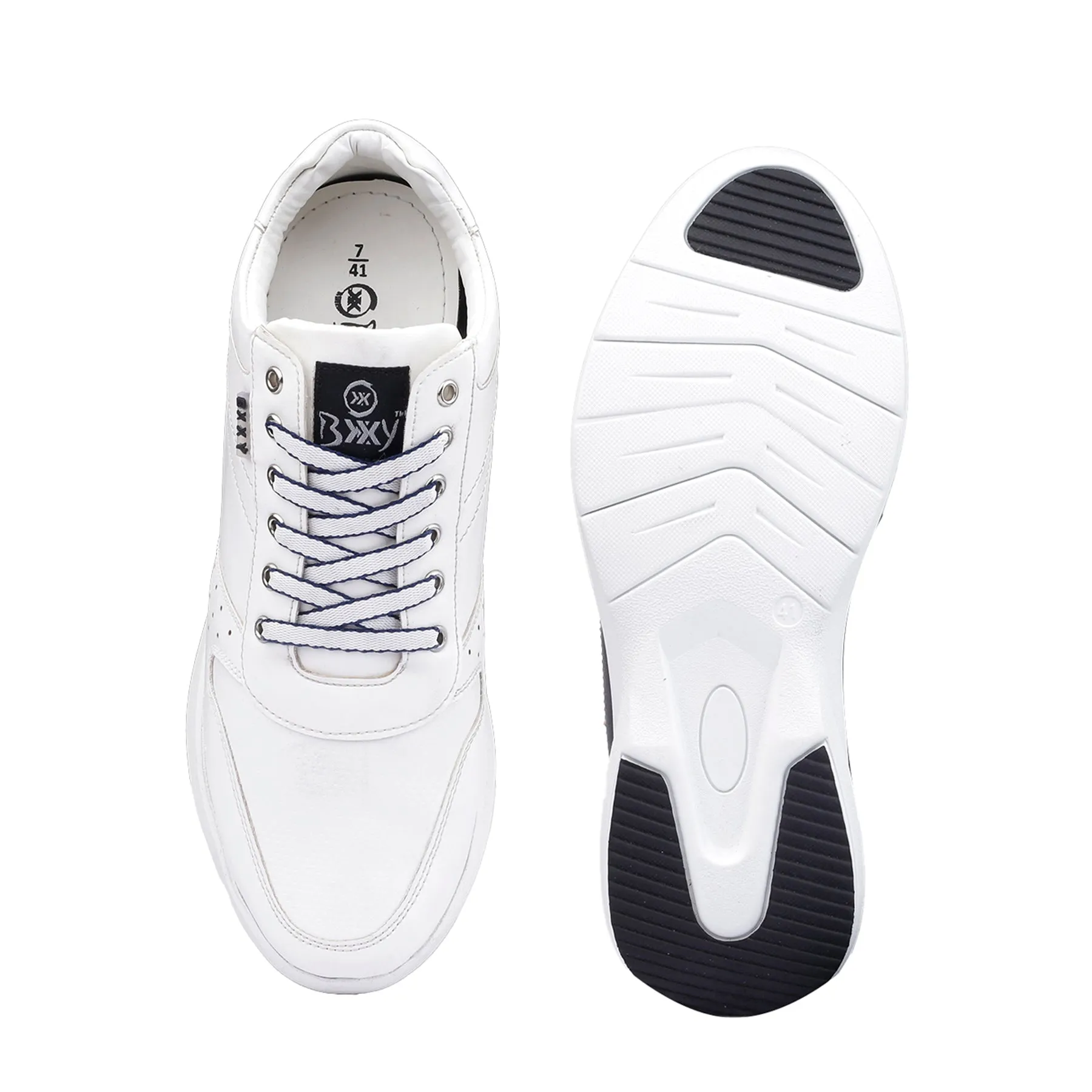 Men's Stylish Hidden Height Increasing Pu Leather Material Casual Sneaker Lace up Shoes