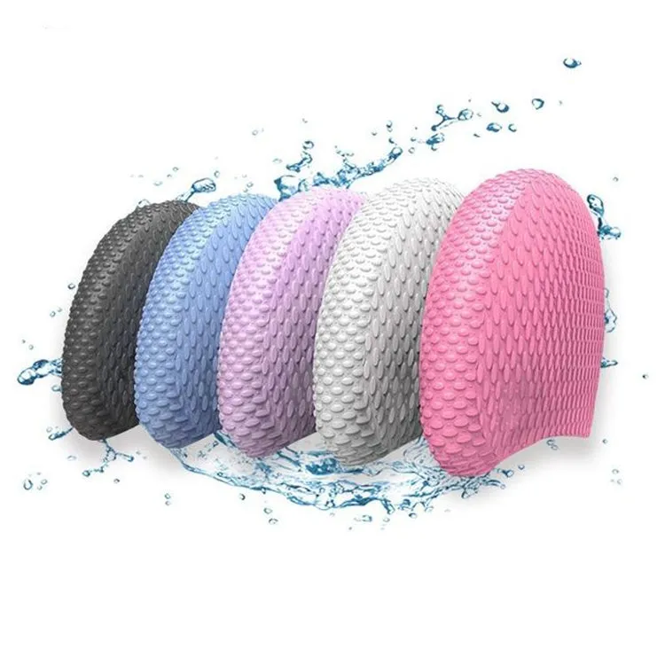 Particles Thickening High Elasticity Non-slip Silicone Swimming Cap(Black)