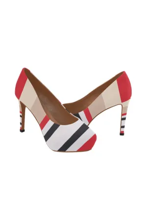 Red & Black Stripe Women's High Heels