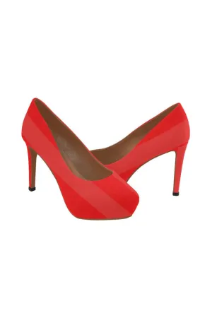 Red on Red Stripes Women's High Heels