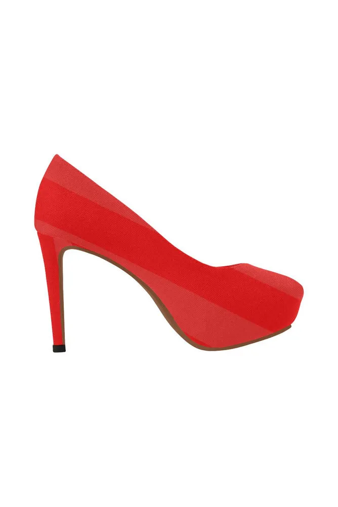 Red on Red Stripes Women's High Heels