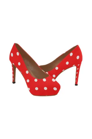 Red Polka Dot Women's High Heels