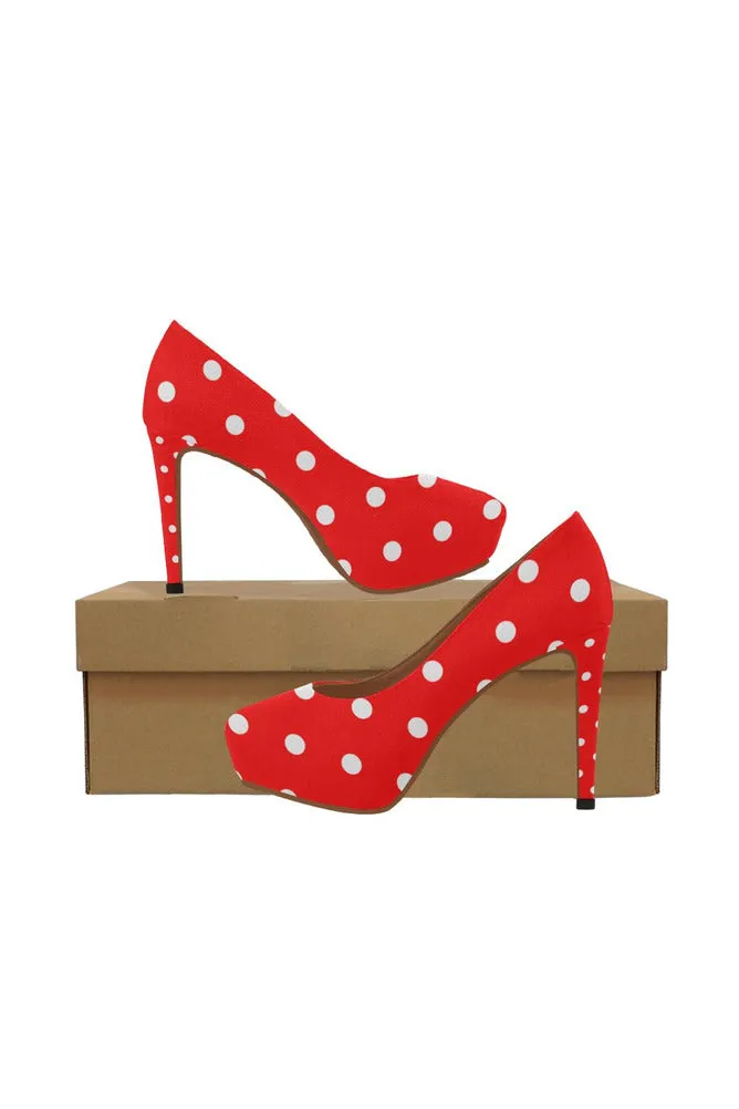 Red Polka Dot Women's High Heels