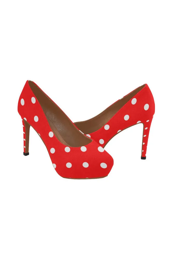 Red Polka Dot Women's High Heels