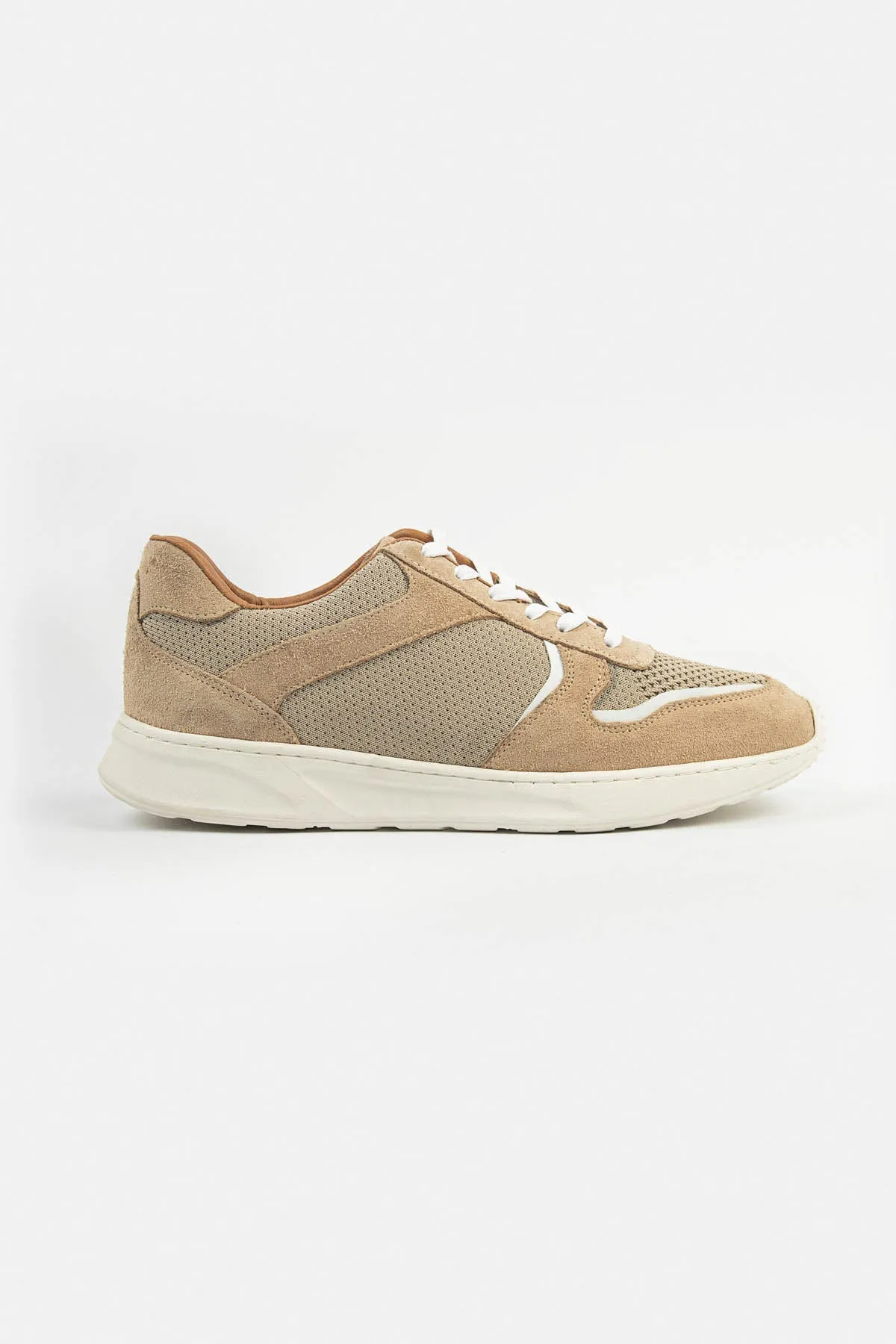 Retro Lion Beige Leather & Chamois Sneakers