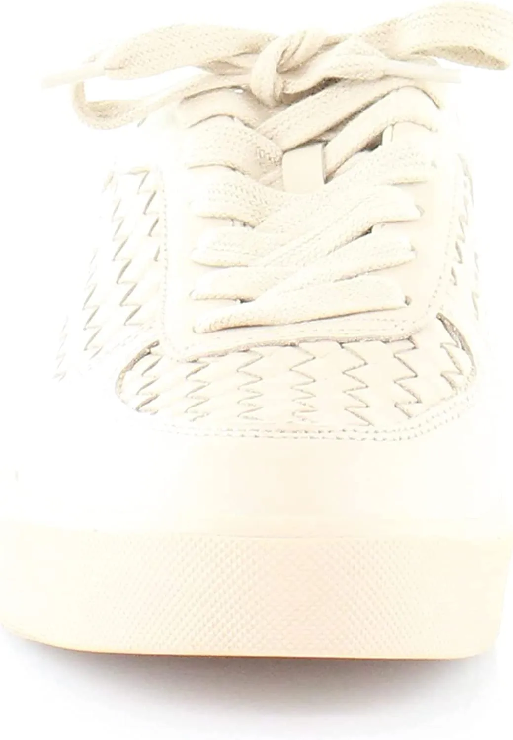 Sam Edelman Emma Warm Ecru Lace Up Rounded Toe Woven Detailed Low Top Sneakers