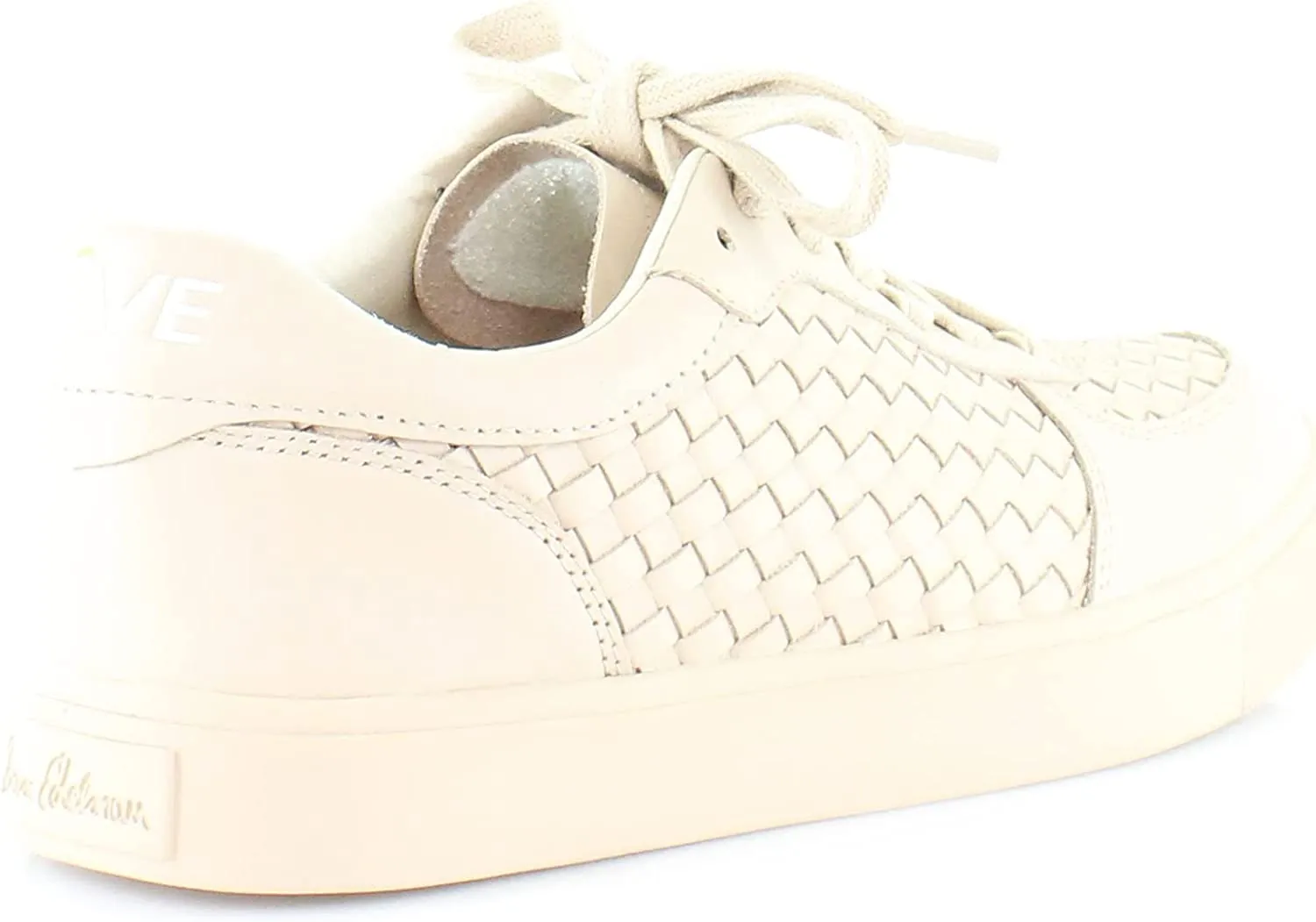 Sam Edelman Emma Warm Ecru Lace Up Rounded Toe Woven Detailed Low Top Sneakers