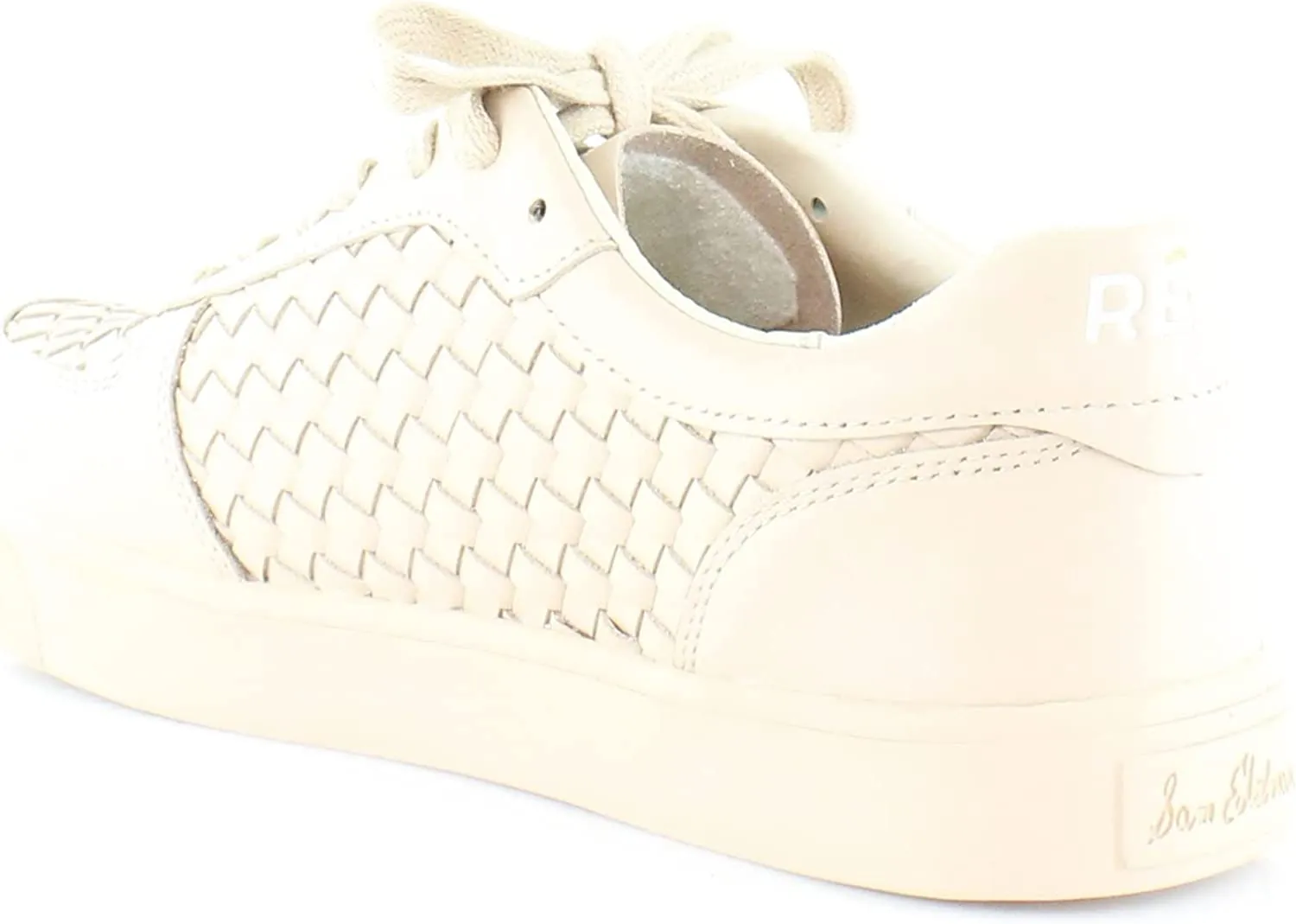 Sam Edelman Emma Warm Ecru Lace Up Rounded Toe Woven Detailed Low Top Sneakers
