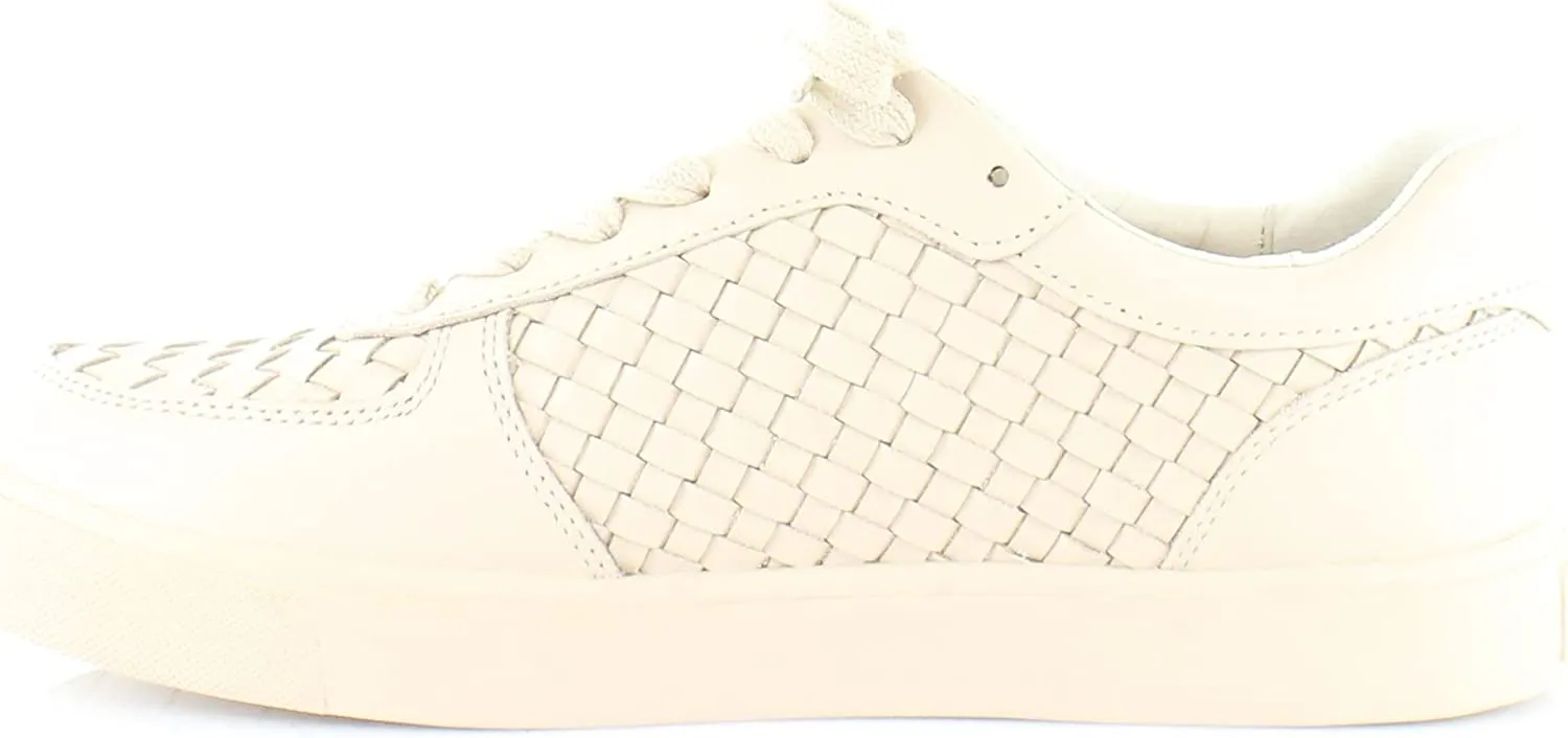 Sam Edelman Emma Warm Ecru Lace Up Rounded Toe Woven Detailed Low Top Sneakers