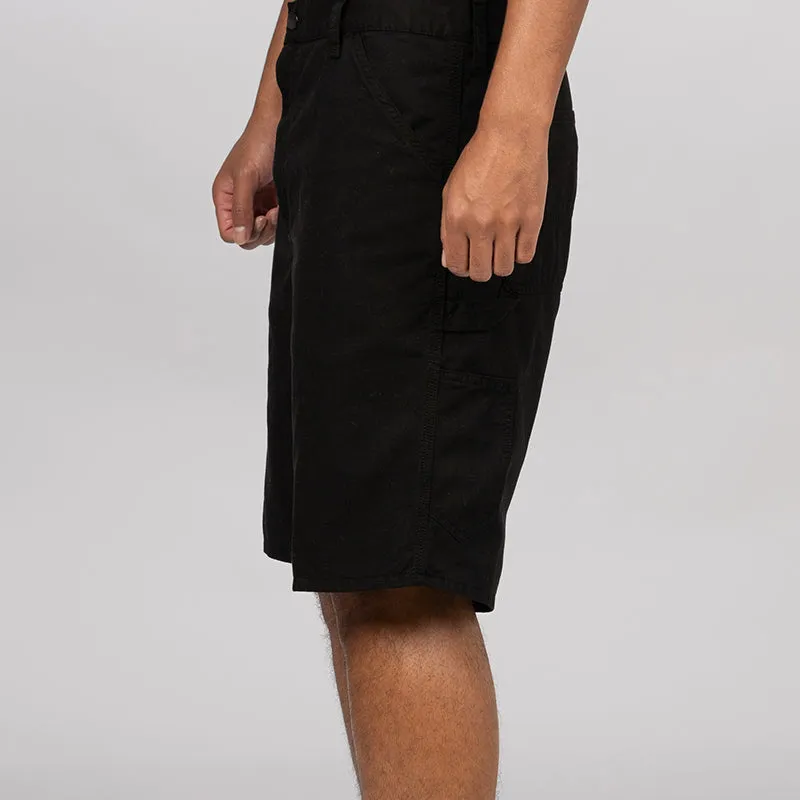 Single Knee Short - Black Garment Dyed