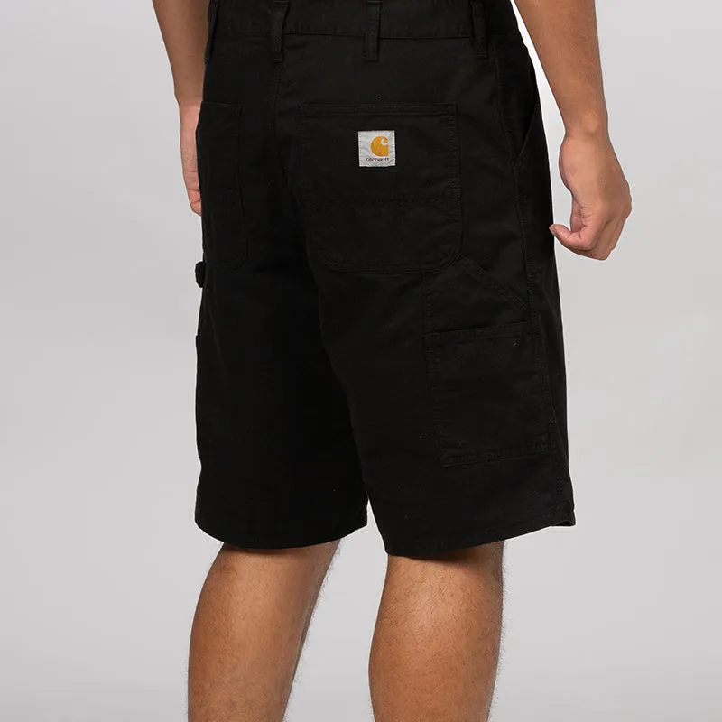 Single Knee Short - Black Garment Dyed