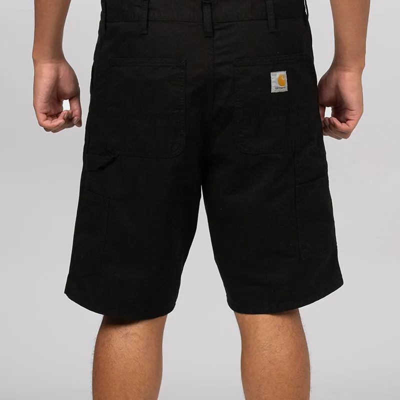 Single Knee Short - Black Garment Dyed
