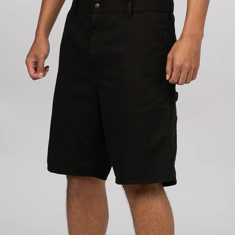 Single Knee Short - Black Garment Dyed