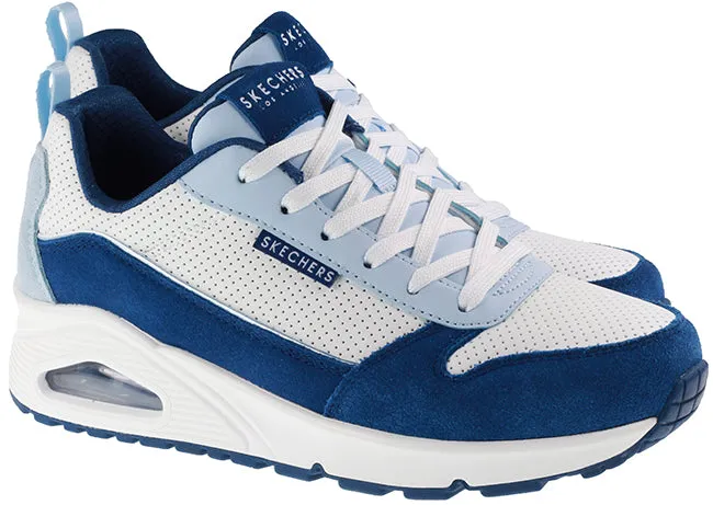 Skechers Trainers Womens Uno Two Much Fun White Blue