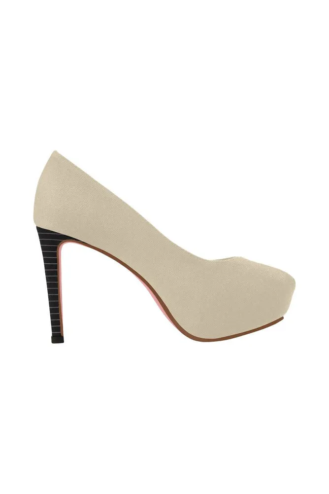 Vanilla Custard & Black Women's High Heels (Model 044)