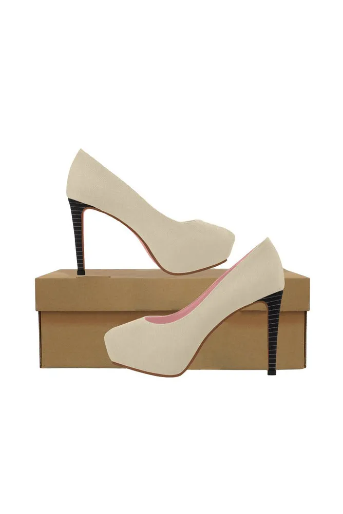 Vanilla Custard & Black Women's High Heels (Model 044)