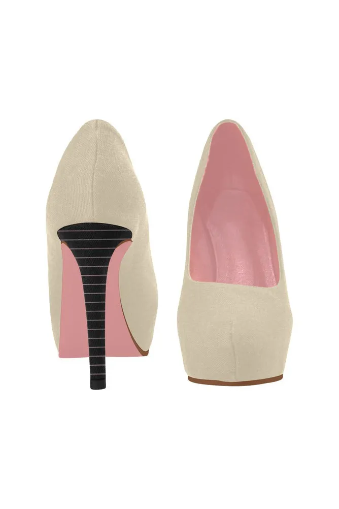 Vanilla Custard & Black Women's High Heels (Model 044)