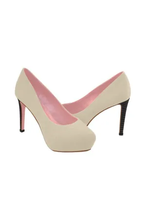 Vanilla Custard & Black Women's High Heels (Model 044)