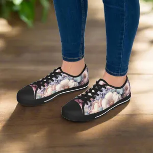 Women's Low Top Sneakers Breathable Polyester Canvas, Lightweight Stylish Floral Pastel Design, Comfortable All-Day Wear, Perfect for Walking and Everyday Activities