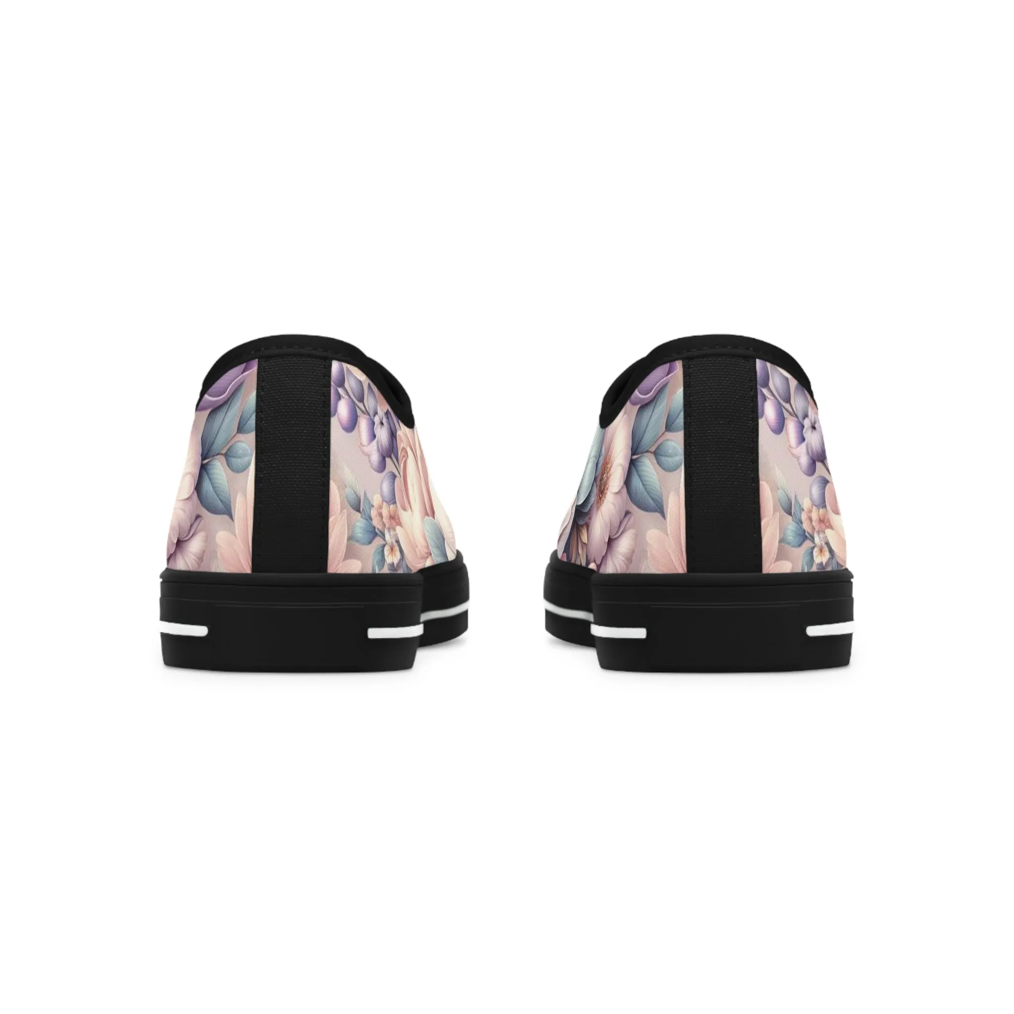 Women's Low Top Sneakers Breathable Polyester Canvas, Lightweight Stylish Floral Pastel Design, Comfortable All-Day Wear, Perfect for Walking and Everyday Activities